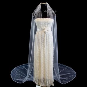 新しい販売ゴージャスな1つのレイヤーブライダルVei Real Picture Wedding Veils Chapel Length Rhinestones Pearls MeidingQianna Bridal WH326p