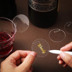 Other Event Party Supplies 2550100PCS Acrylic Circle Cocktail Glass Charm Blank Round Drink Tag Marker Wine Wedding Birthday Decoration 230901
