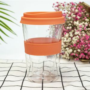 Drinkware Tumblers الزجاج كوب كوب القهوة الزجاج البورسليت عالية مع غمد