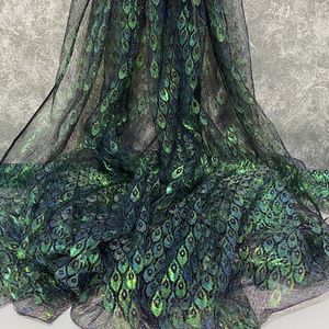 Kumaş ışıltılı örgü bronz tasarımcı kumaş tavus kuşu tüyü lazer dantel giyim dikiş malzemesi 230904