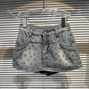 Women s Jeans Shiny Patchwork Chain Denim Skirt Women High Waist Distressed Streetwear Skirts Female 2023 Summer 230901