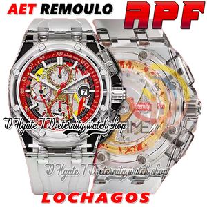 APF AET Sparta Lochagos Cal.3126 A3126 Cronografo automatico Orologio da uomo Cassa in cristallo Graffiti irregolari Quadrante stilistico Cinturino in caucciù Super Edition Orologi eterni