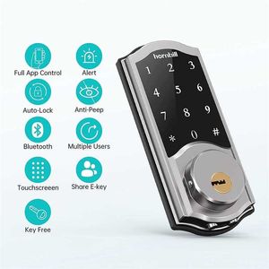 Serrature per porte Hornbill Frontale elettronico Smart Deadbolt Serratura per porta Accesso senza chiave Serrature digitali Password Bluetooth Blocco tastiera per la casa TTLock HKD230903