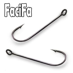 ok Fishing Hooks 2550100 pcs Big Eyelet hook Long Shank Barbed Round Bent Joint Hook Eye Ring Worm Lure Spoon Spinner 230606''gg'' dXt