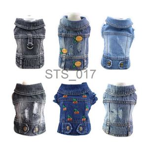 Hundkläder Dog Jean Et Blue Puppy Denim T-shirt Washable Pet Dog Clothes Cool Apparel For Small Medium Dogs Cowboy Vest Cats Clothing X0904