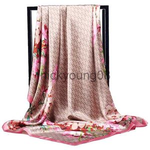 Anhänger Schals Luxus Seide Kopf Schal Frauen Sommer Foulard Satin Quadratischen Kopf Hijab Schals Für Damen Marke Schals 90*90 seidenschal Moslemisches Hijab x0904