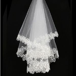 Veli da sposa bianchi avorio Veli da sposa corti in tulle morbido con paillettes e perline Disponibile NO53281x