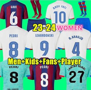 22 23 24 Lewandowski Gavi Soccer Jerseys Pedri Rosalia R. Araujo Third Kit 2023 2024 S Shirt Raphinha Football Camisetas Men Women