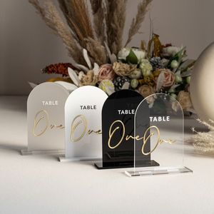 Other Event Party Supplies Black Acrylic Table Numbers Frosted Sign Wedding Decor Signage Gold White 230901