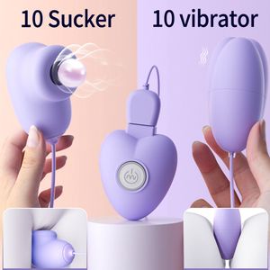 Vibrators 10 Speed Nipple Sucking Vibrator Egg Clit Vacuum Sucker for Female Sex Toy Clitoris 2 In 1 Vibrat C G Spot Stimulation Adult 230904