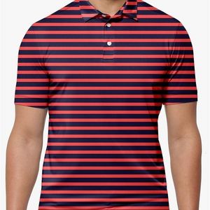 Herren-Poloshirts, Marineblau, rote Streifen, Polo-T-Shirts, Kunstdruck, Trend-Shirt, Sommer, kurzärmelig, individuelle Kleidung 230901