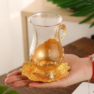 Muggar European Style Zink Eloy Craft Metal Coffee Cup Creative Teacup Set Milky Tea Water With Saucer Golden Home