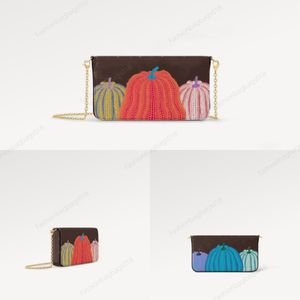 Felicie Pochette Luxurys Designer Monograms axelväska M82108 Pumpkin Print Bag Yk Yayoi Kusama Collection Purse 3 In 1 mini Flap Women Påsar