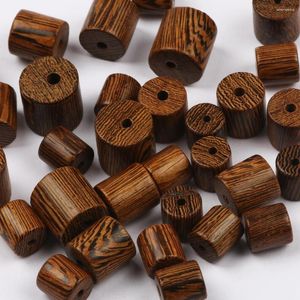 Grânulos 20-100pcs 6/8/10/12mm Wenge De Madeira Natural Cilindro Solto Espaçador Para Fazer Jóias Pulseira Diy Acessórios