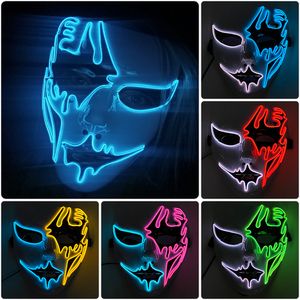 Party Masks Neon Light LED Mask Halloween Scary Cosplay Masque Masquerade Costume Carnival Glow Props 230904
