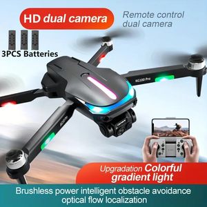 RG100 Pro Drone With 3pcs Batteries And Dual Camera, Brushless Motor Optical Flow Positioning, Racing Lamp Automatic Obstacle Avoidance RC Quadcopter Toys