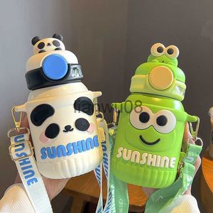 Cups Dishes Utensils 550ml Stainless Steel Thermos Bottle Cute Animal Thermal Water Bottle With Straw Portable Tumbler Vacuum Flask Kids Travel Cup x0904