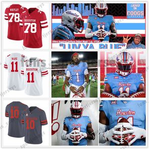 Houston NCAA Cougars Oilers-inspiriertes College-Football-Trikot Jayce Rogers Ta'zhawn Henry Lucas Coley Stacy Sneed Brandon Campbell Kelan Walker Kesean Carter Golden