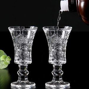 Wine Glasses Spirits Glass 40ml Whisky Brandy Small Cup Chinese Style White Spirit Cocktail Glass Crystal Goblet Family Party Night Bar KTV x0904