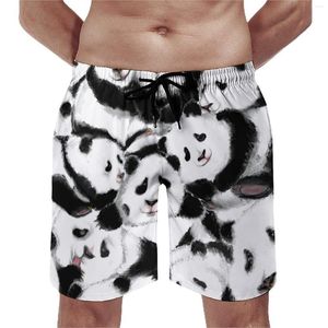 Mäns shorts Summer Board akvarell Panda Sports Surf Animal Print Custom Beach Casual Quick Torking Trunks Plus Size