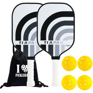Squashschläger TIAPAD Kohlefaser-Pickleball-Paddel 2er-Set mit verlängertem Griff, für beide Hände geeignet, 16 mm dicker Schläger für Damen und Herren 230904