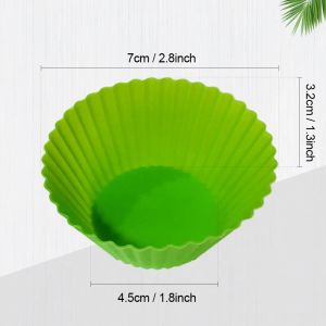 Moda Silikon Kek Kalıp Yuvarlak Muffin Muffin Cupcake Pişirme Kalıpları Mutfak Pişirme Pişirme Yazılımı Maker Diy Kek Dekorasyon Araçları 12 PCS/SET