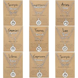 3Pcs/Set Card board Star Zodiac Sign Pendant 12 Constellation Charm Gold Necklace Aries Leo Scorpio Necklaces Jewelry Gifts