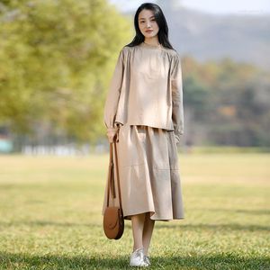 فساتين العمل 2023 Spring Women's Fashion Set Devedment Sense Halfskirt Long Sleeve Top Top اثنين