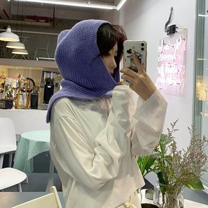 Beanie/Kafatası Kapakları Moda Katı Kış Örme Knaklı Eşarp Kafası Kadınlar Sıcak Snood Boyun Yaka Şal Sargılar Rüzgar Geçirmez Sjaals Dames Bufandas Mujer 230904