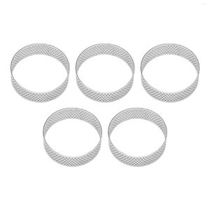 Baking Moulds 5Pcs 6cm Circular Tart Ring Dessert Stainless Steel Perforation Fruit Pie Quiche Cake Mousse Mold Kitchen Mould