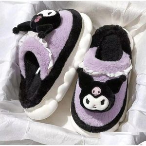 Ins Moda Karikatür Sevimli Kuromi Melody Cinnamoroll Peluş Peluş Slipper Home Sıcak Festival Boyutu 35-40 Drop Teslimat Dhwzq