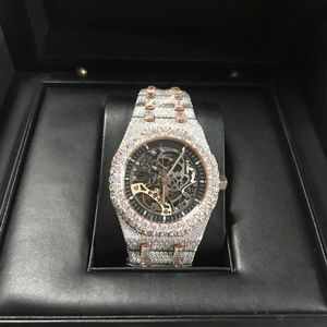 Top Clone Ap Diamond Diamonds Watch Pass Test Quartz Movement vvs Iced Out Sapphire Watch Moissanite Stones Skeleton Gold Mixed Silver Test Vvs Top Quality Mechan