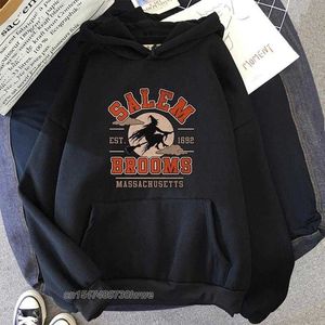 Hoodies Sweatshirts Halloween Hexe Salem Besen Herren Hoodie Street Graphic Massachusetts Lustiges Sweatshirt Jungs Harajuku Punk Hip Hop Kleidung LST230902