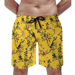 Men's Shorts Gym Monkey World Vintage Beach Trunks Floral Print Men Men Fast Dry Running Oversize