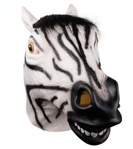 Party Masks Halloween Cute Realistic Zebra Latex Mask Vuxen Full Face Masquerade Cosplay 230901