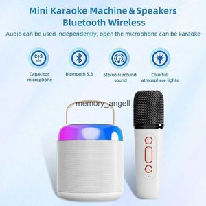 Portabla högtalare Portable Bluetooth -högtalare med mikrofonkaraoke -funktion Trådlös högtalare Mini Portable Karaoke Box med Dual Microphone HKD230905