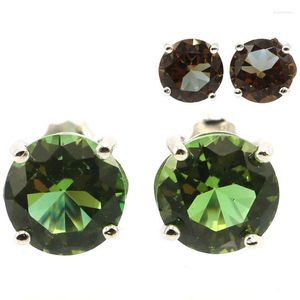 Stud Earrings 9x9mm Luxury Stone Created Color Changing Spinel Sultanite Alexandrite Topaz Blue 925 Sterling Silver