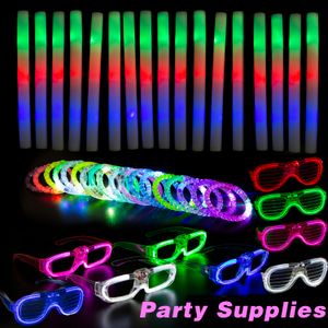 Weitere Event- und Partyzubehör, LED-Schaumstoffstäbe, LED-Leuchtspielzeug, Gastgeschenke, im Dunkeln leuchtende Neon-Sonnenbrillen, Armbänder, Hochzeitsdekoration 230901