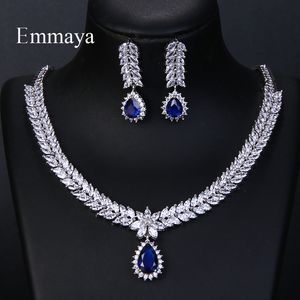 CHARM BRACELETS EMMAYA Lüks AAA Kübik Zirkon 4 Renk Su Damlası Düğün Küpe Koutlace Kadınlar için Gelin Takı Setleri Parti Aksesuarları 230901