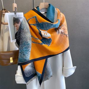 Lenços Quente Animal Impressão Cashmere Xaile Mulheres Cachecol Grosso Inverno Pashmina Wraps Bufanda Cobertor Casual Poncho Viagem Echarpe 230904