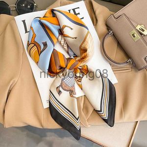 Pendant Scarves Luxury Print Silk Square Scarf Women Satin Shawl and Wrap Headband Bag Scarves Hair Band Neckerchief Female Hijab Bandana 2023 x0904