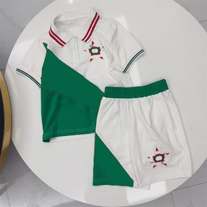 Primavera Estate Ragazzi Abbigliamento outdoor Polo con colletto rovesciato Polo per bambini Set due pezzi Manica corta T-shirt Set di giunture rosse e verdi