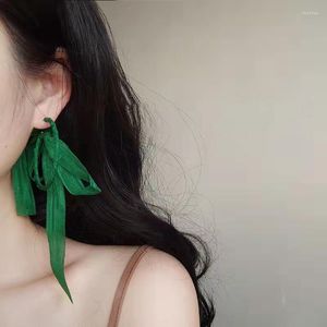 Dangle Küpeler Moda Şifon Şeridi Kumaş Küpe Çiçek Tassel Bowknot Damla Fransız Taze Tatlı Sahil Partisi Tatil Mücevher Hediye