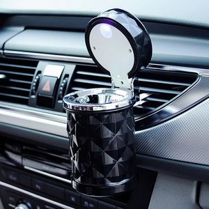 Biltillbehör LED Light Car AshTray Universal Luxury Portable Cigaretthållare Bil Styling Smoke Black White Storage Cup Smoking Tool