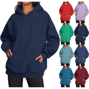 Damen-Kapuzenpullover, übergroße Sweatshirts, Fleece-Langarmshirts, Pullover, Herbstkleidung mit Tasche, Damen-Hoodie mit Reißverschluss