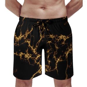 Shorts masculinos placa elegante mármore dourado vintage praia troncos legal preto ouro lindo mármores homens surf plus size calças curtas