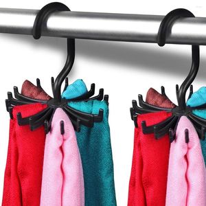 Hangers 8pcs Multi-purpose Detachable Non-slip Rotating Scarf Tie Racks Neck Organizers (Black)