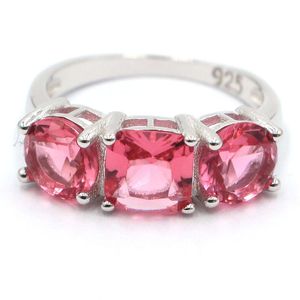 Bröllopsringar 20x7mm Jazaz Lovely Cute 3.1G Tanzanite Pink Tourmaline For Girls Briday Gift Real 925 Solid Sterling Silver Rings 230901