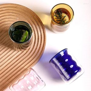 Wine Glasses 200ml Creative Styling Double-wall Glass Cup Beer Cocktail Latte Teacup Juice Milk Tea Party Coffee Drink Comfortable Hand Feel