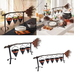 Inne imprezy imprezowe Halloween Witch Hat Snack Bowl Stand Breaks Mysterious Broom Storage do domowej sypialni dekoracja salonu kxre 230904